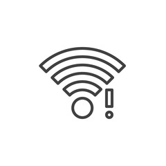 wifi signal notification line icon. linear style sign for mobile concept and web design. wireless network notice outline vector icon. Symbol, logo illustration. Vector graphics