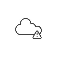 Cloud Alert notification line icon. linear style sign for mobile concept and web design. Cloud storage warning notice outline vector icon. Symbol, logo illustration. Vector graphics