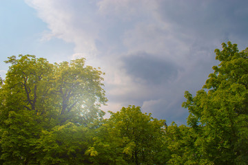Obraz premium thunder clouds on blue sky, nature background