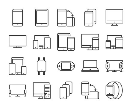 Device icon. Electronic and devices line icons set. Editable stroke. Pixel Perfect.