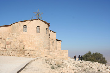 Fototapeta na wymiar Christian church and monastry on mount Nebo in Jordan
