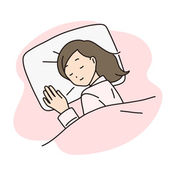 女性　眠る　ベッド　睡眠