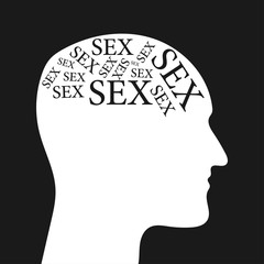 Vector illustration concept sex in a human head