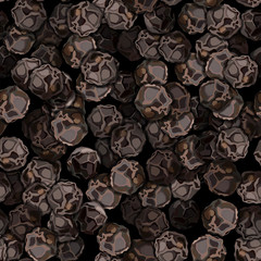 Black pepper closeup vector illustration seamless pattern