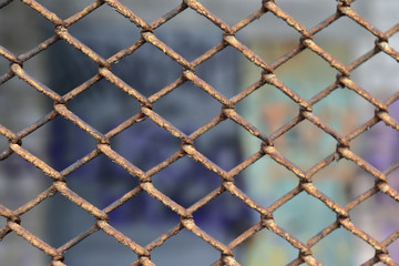 Rusty chain link fence background