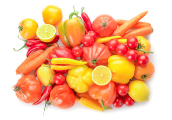 Assortment of fresh vegetables on white background