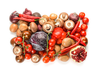 Assortment of fresh vegetables on white background
