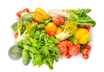 Fototapeta na wymiar Assortment of fresh vegetables on white background