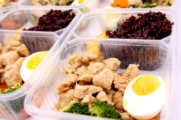 Clean food, Chicken grilled and vegetable and rice berry.