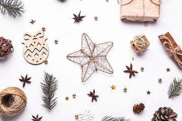 Beautiful Christmas composition on white background