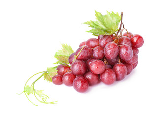 Tasty fresh grapes on white background