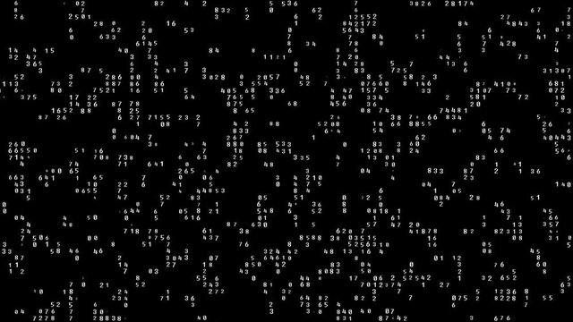 Streams of numbers, abstract background, matrix effect. Abstract binary digital code. Fly through abstract programming growth code.