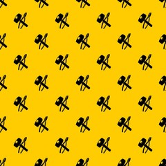 Hammer clamping mites pattern seamless vector repeat geometric yellow for any design
