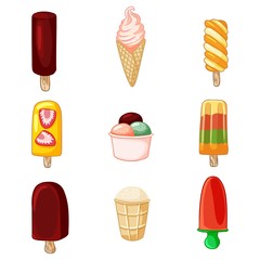 Set of ice cream hand drawn icons. Cute doodle ice cream collection
