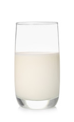 Glass of fresh milk on white background