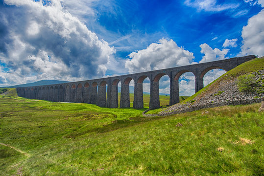 View of large Victorian viaduct in rural countryside scenery - Powered by Adobe