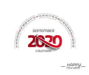 Happy new year 2019 September Calendar - New Year Holiday design elements for holiday cards