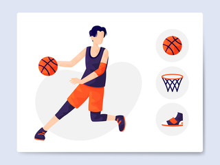 Fototapeta premium modern basketball equipment illustration pack