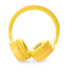 Modern headphones on white background
