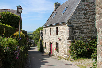 street and house in locronan in brittany (france) 