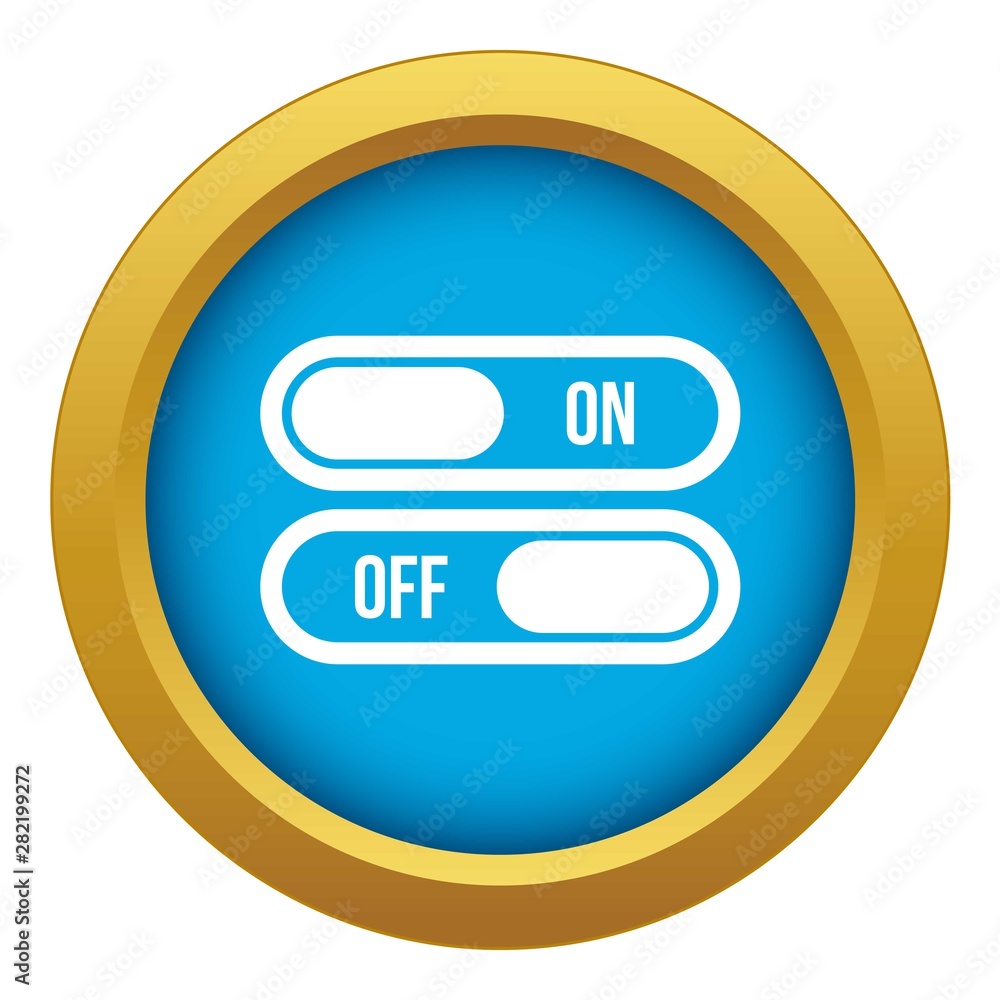 Poster button on and off icon blue vector isolated on white background for any design