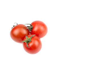 Fresh Red Cherry tomato or sweet baby girl (Solanum lycopersicum var. cerasiforme) isolated on white background
