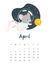April calendar flat vector illustration