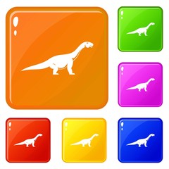 Titanosaurus dinosaur icons set collection vector 6 color isolated on white background