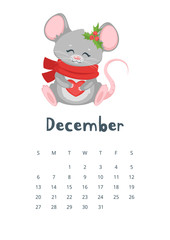 December calendar flat vector illustration