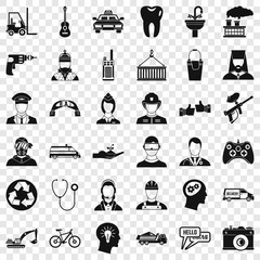 Obraz premium Human resource icons set. Simple style of 36 human resource vector icons for web for any design