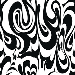 Seamless black and white liquid pattern, abstract zebra pattern