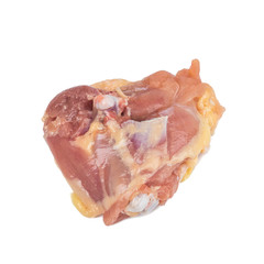Raw chicken thigh chunks isolated on white background.food concept for advertising