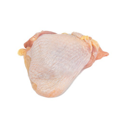 Raw chicken thigh chunks isolated on white background.food concept for advertising