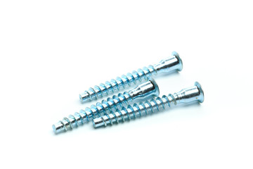 Screws isolated on white close up view .