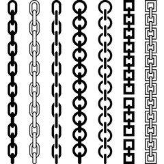 Vector illustration of chain pattern set of braided ropes in black and white color - obrazy, fototapety, plakaty