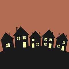 Vector illustration of buildings silhouettes in flat style