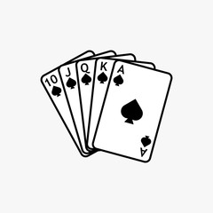 Vector illustration royal straight flush poker in flat style icon for websites and casino apps