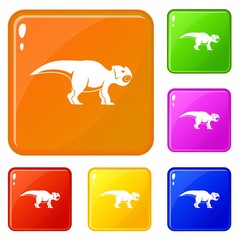 Fototapeta premium Ceratopsians dinosaur icons set collection vector 6 color isolated on white background