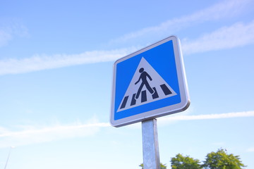 Pedestrian crossing sign Paris France