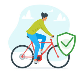 Guy riding bike vector illustration