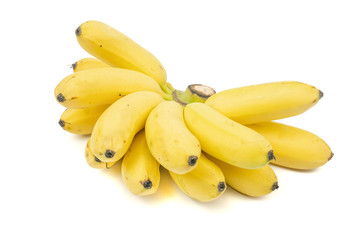 Bunch of cultivated banana (Kluai Namwa) (Musa sapientum Linn.) isolated on white background, High nutrition fruits