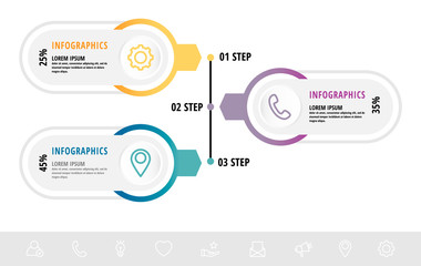 Vector infographic flat template circles for three label, diagram, graph, presentation. Business concept with 3 options. For content, flowchart, step for step, timeline, workflow, marketing