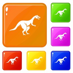Theropod dinosaur icons set collection vector 6 color isolated on white background