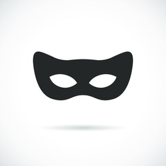 Black cat mask vector icon. Simple  silhouette isolated on white background
