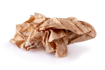 Used brown paper bag isolated over white background