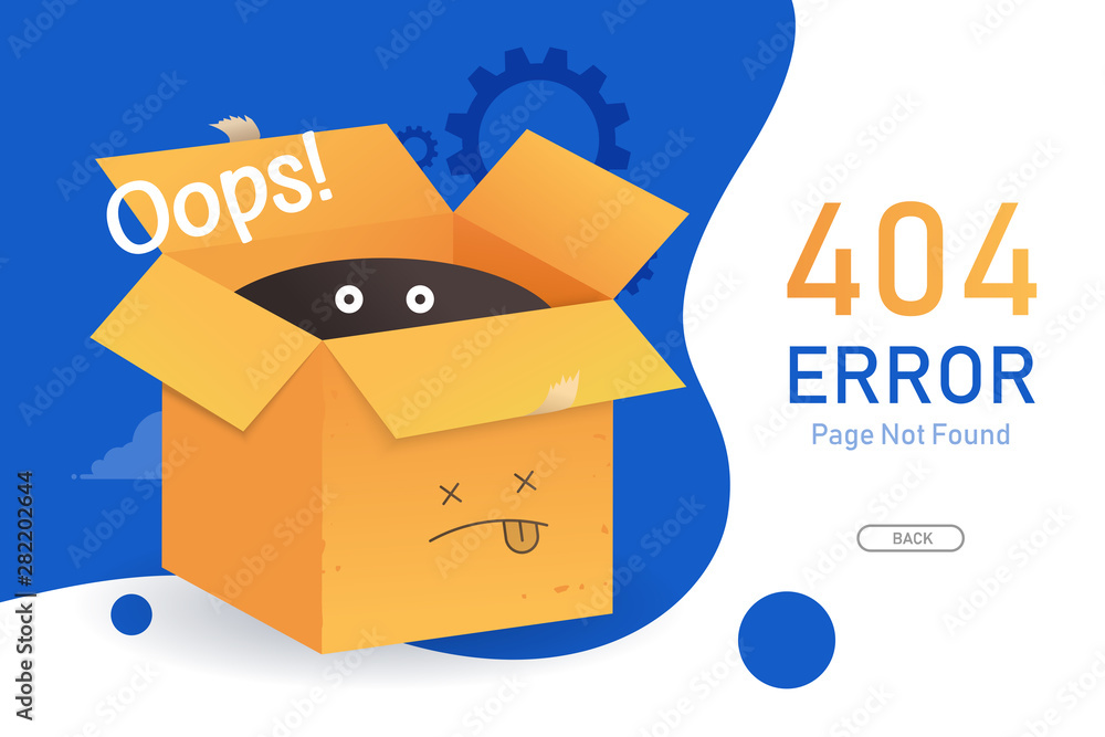 Fototapete 404 error page not found vector with box graphic design template for website background graphic