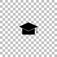 Graduation cap icon flat