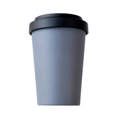 Reusable bamboo cup isolated on white background