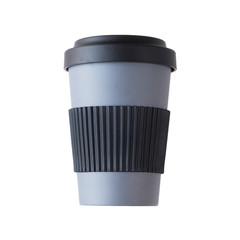 Reusable bamboo cup isolated on white background