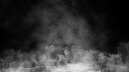 Blur smoke on isolated black backgroind. Mistery fog texture. Design element.